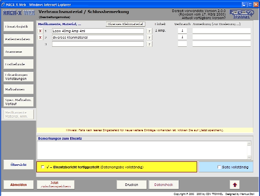 Verbrauchscmaterial / Schlussbemerkungen